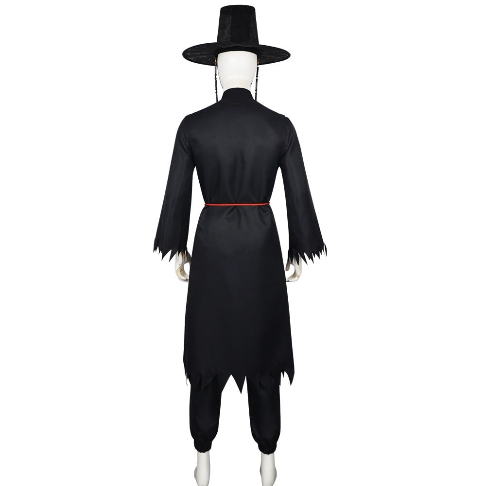 Kids' Halloween Cosplay Costume Korean Hanbok with Hat Accessories and Silver Flame Patterns - Image 10