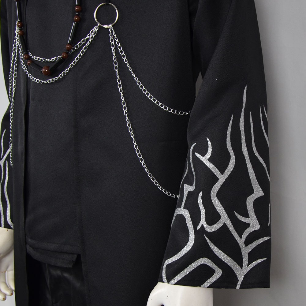 Kids' Halloween Cosplay Costume Korean Hanbok with Hat Accessories and Silver Flame Patterns - Image 3