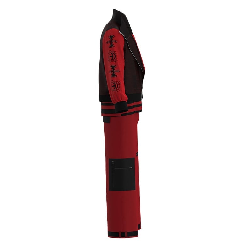 Kids' Halloween Costume Cosplay Vampire Jacket Pants Set with Graphic T-Shirt and Decorative Sleeve Straps - Image 5