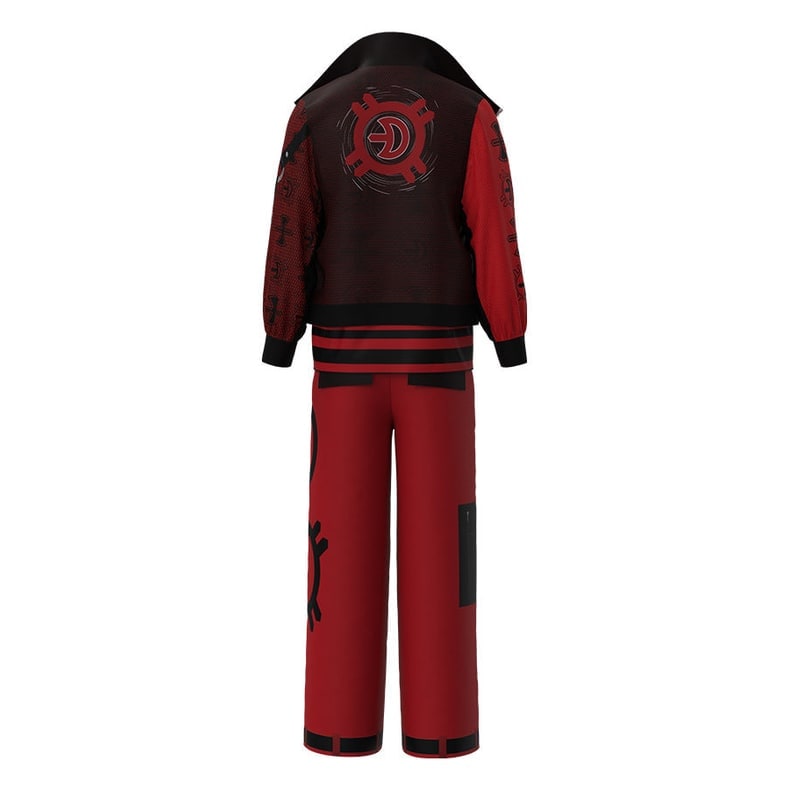 Kids' Halloween Costume Cosplay Vampire Jacket Pants Set with Graphic T-Shirt and Decorative Sleeve Straps - Image 6
