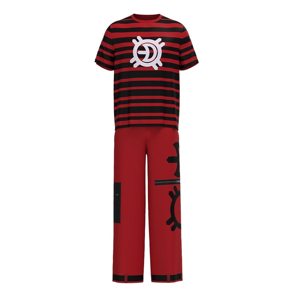 Kids' Halloween Costume Cosplay Vampire Jacket Pants Set with Graphic T-Shirt and Decorative Sleeve Straps - Image 8