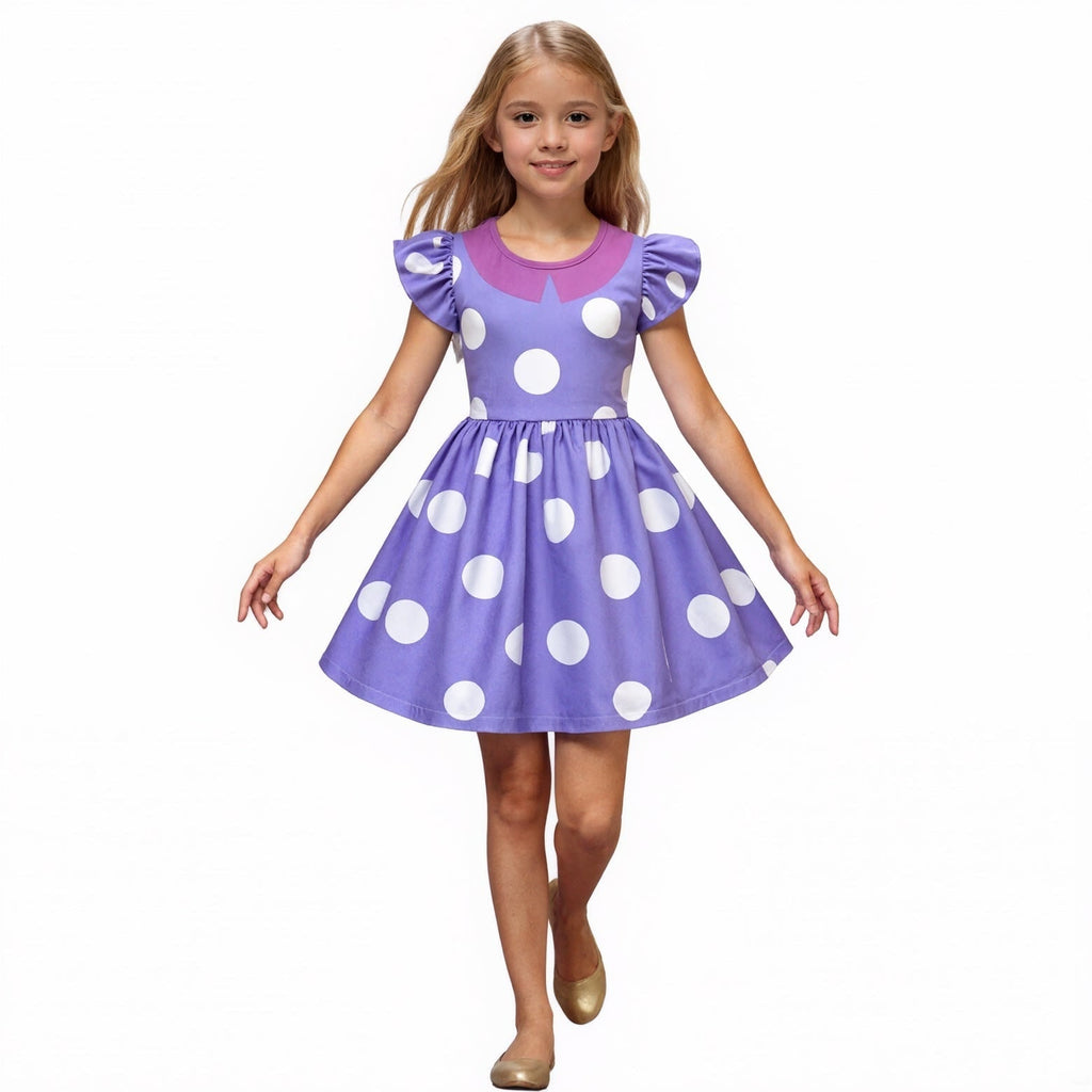 Kids' Halloween Costume Dress Up with Polka Dot Ruffled Sleeves for Children's Party - Image 1