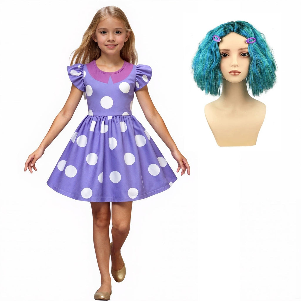 Kids' Halloween Costume Dress Up with Polka Dot Ruffled Sleeves for Children's Party - Image 2