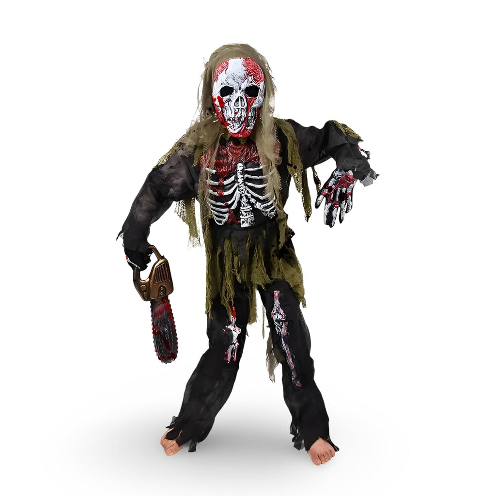 Kids' Halloween Costume Zombie Skeleton with Mask and Gloves Three Piece Set - Image 2