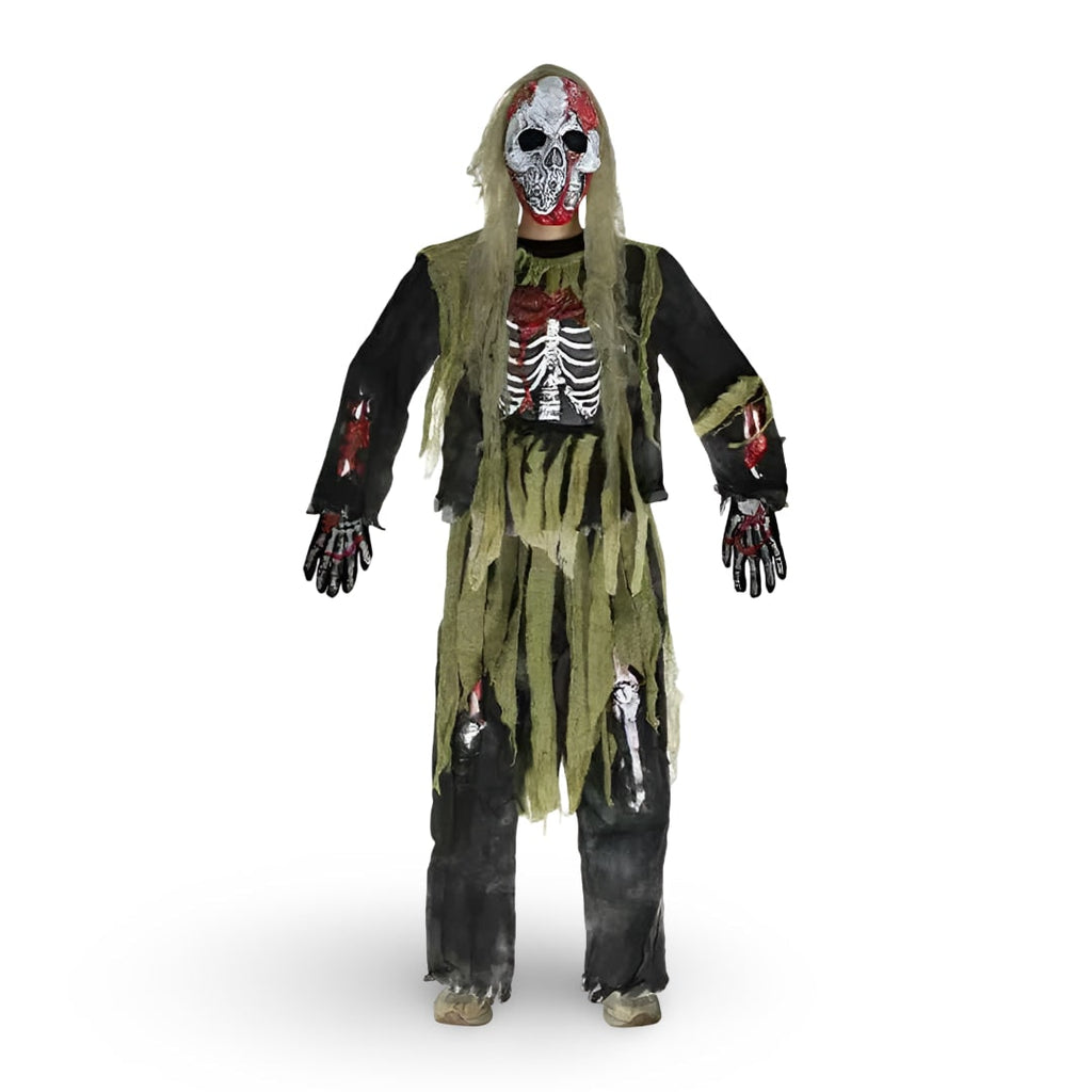 Kids' Halloween Costume Zombie Skeleton with Mask and Gloves Three Piece Set - Image 3