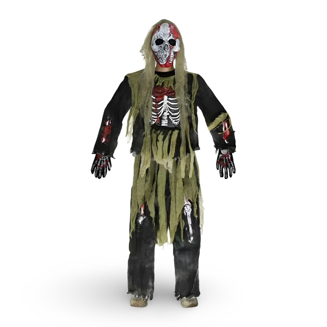 Kids' Halloween Costume Zombie Skeleton with Mask and Gloves Three Piece Set - Image 3