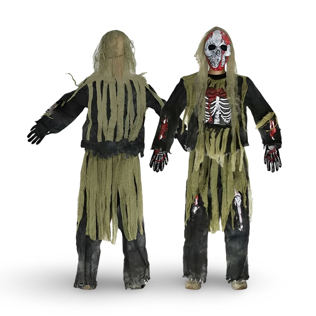 Kids' Halloween Costume Zombie Skeleton with Mask and Gloves Three Piece Set - Image 4