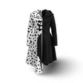 Kids' Halloween Cruella Costume Dress with Half-Spotted Design Hooded Neckline and Zipper Closure - Image 2