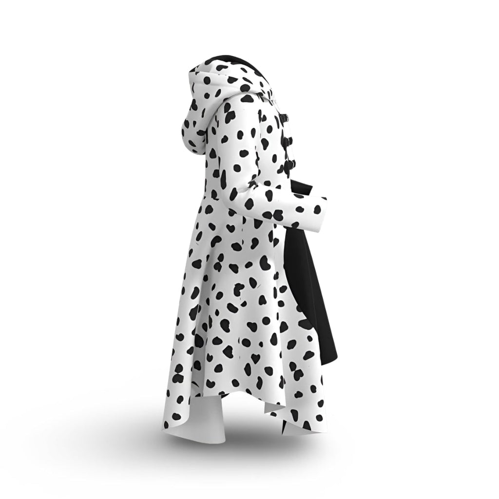 Kids' Halloween Cruella Costume Dress with Half-Spotted Design Hooded Neckline and Zipper Closure - Image 5