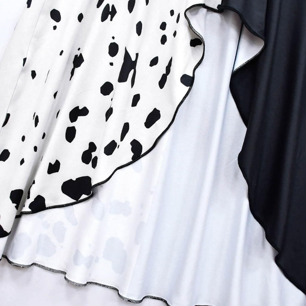 Kids' Halloween Cruella De Vil Costume Outfit with Split Black and White Dress Cape Deville Wig - Image 8