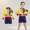 Kids' Halloween Dance Costume Pop Star and Rock Outfit with Geometric Patterns and Crop Top - Image 2