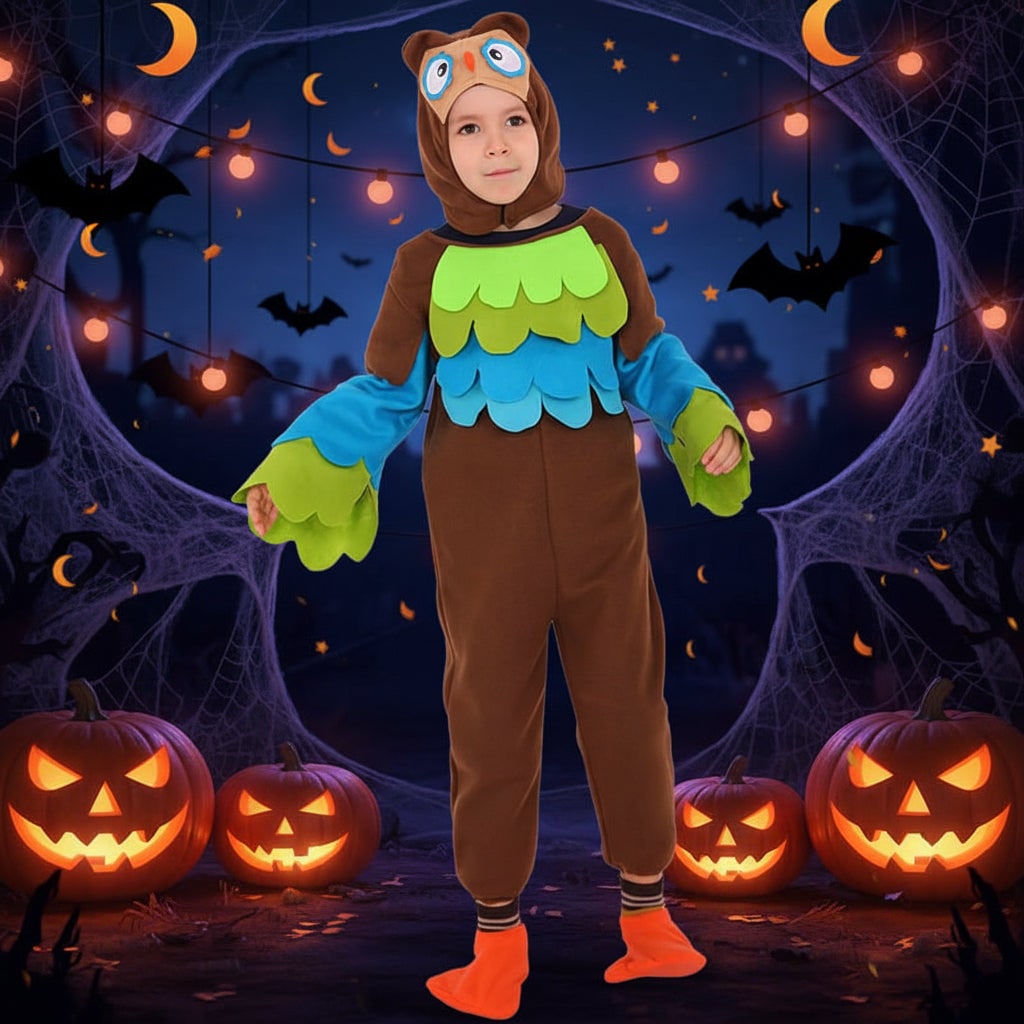 Kids' Halloween Dinosaur Pirate Vampire Costume with Plush Animal Hood Hoof Covers and Tail - Image 4