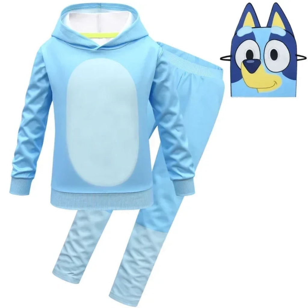 Kids' Halloween Dog Costume with Face Mask Hoodie and Sweatpants Dress Up Outfit Set - Image 2