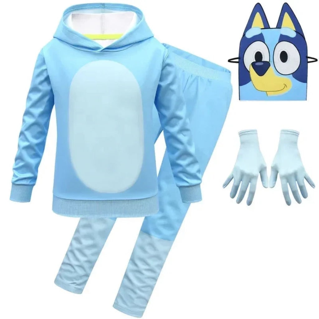 Kids' Halloween Dog Costume with Face Mask Hoodie and Sweatpants Dress Up Outfit Set - Image 3