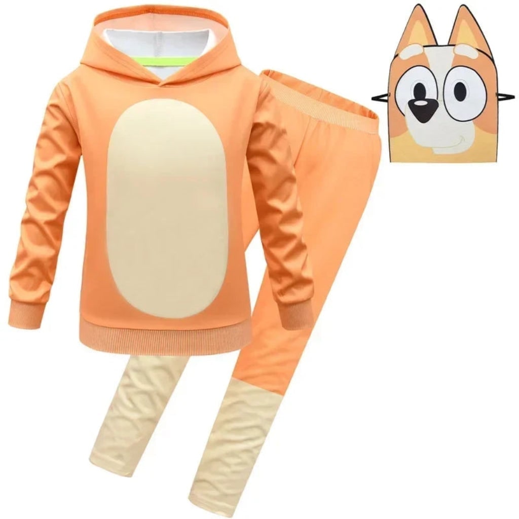 Kids' Halloween Dog Costume with Face Mask Hoodie and Sweatpants Dress Up Outfit Set - Image 8