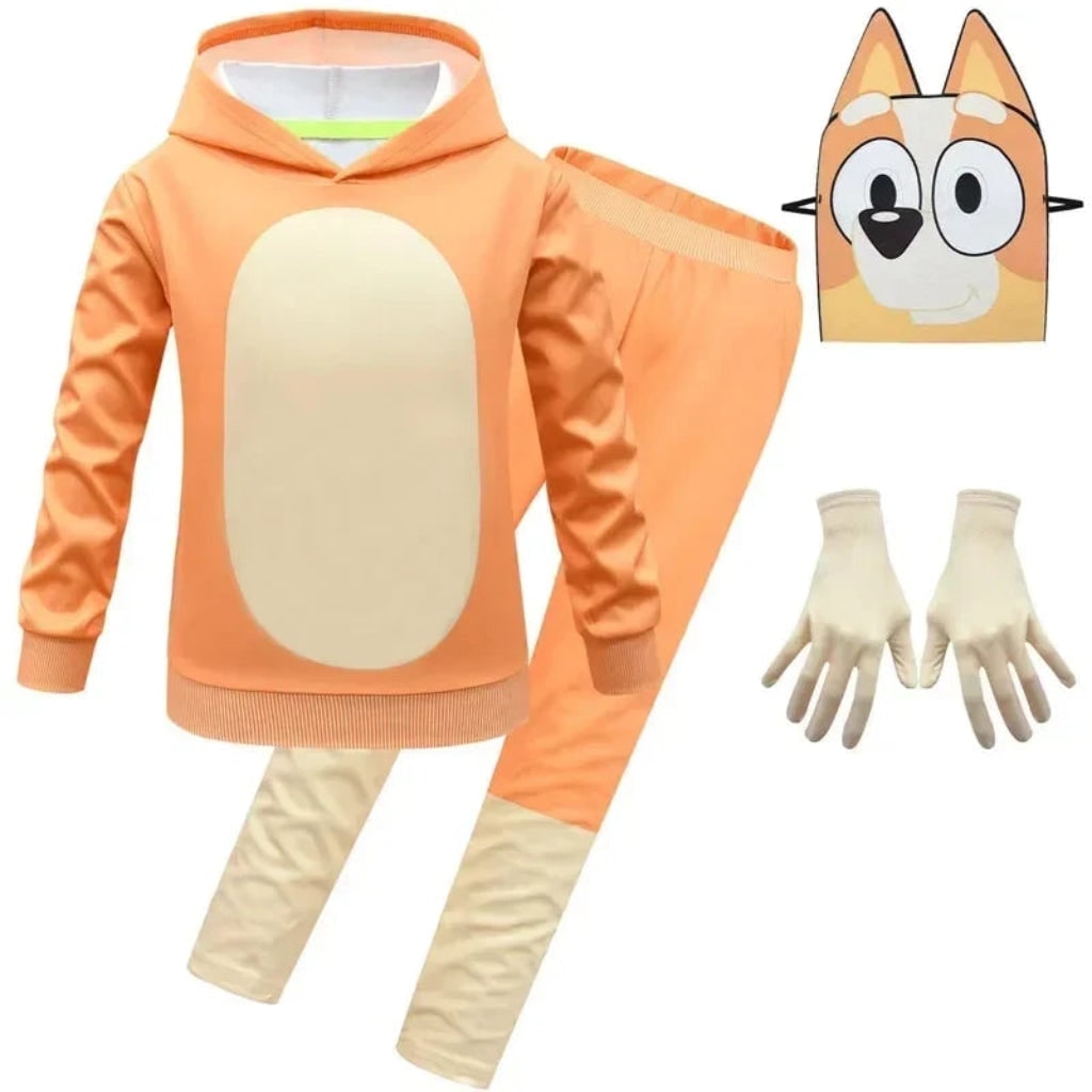 Kids' Halloween Dog Costume with Face Mask Hoodie and Sweatpants Dress Up Outfit Set - Image 9