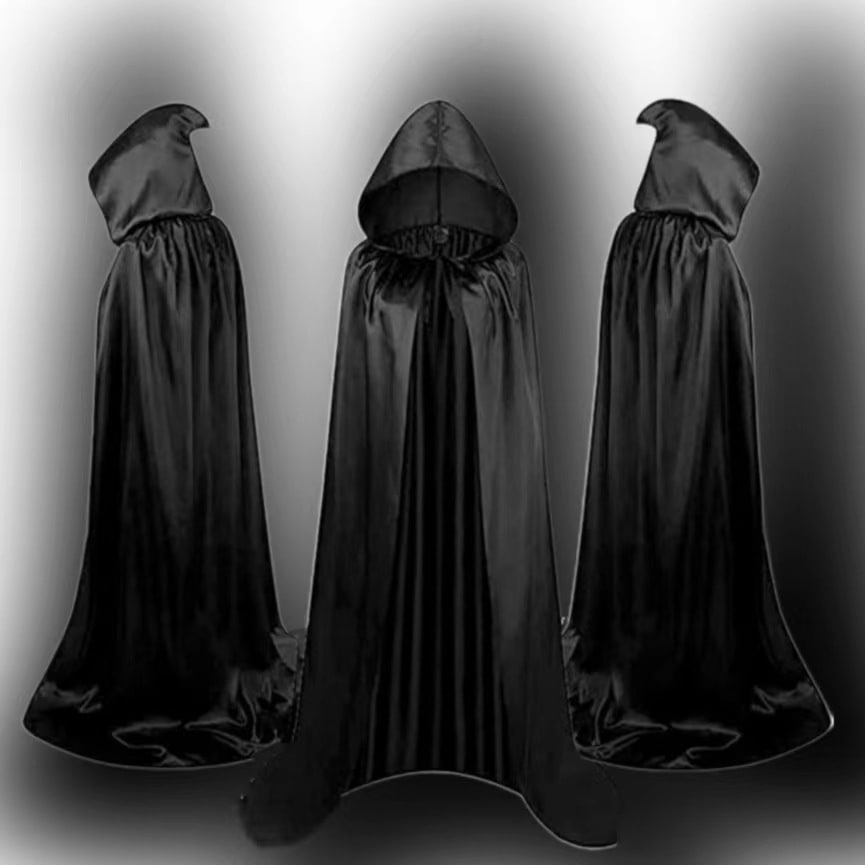 Kids' Halloween Dracula Vampire Cape and Hood Costume with Reversible Red Satin for Party Dress-Up - Image 4