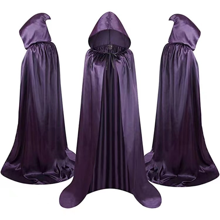Kids' Halloween Dracula Vampire Cape and Hood Costume with Reversible Red Satin for Party Dress-Up - Image 5