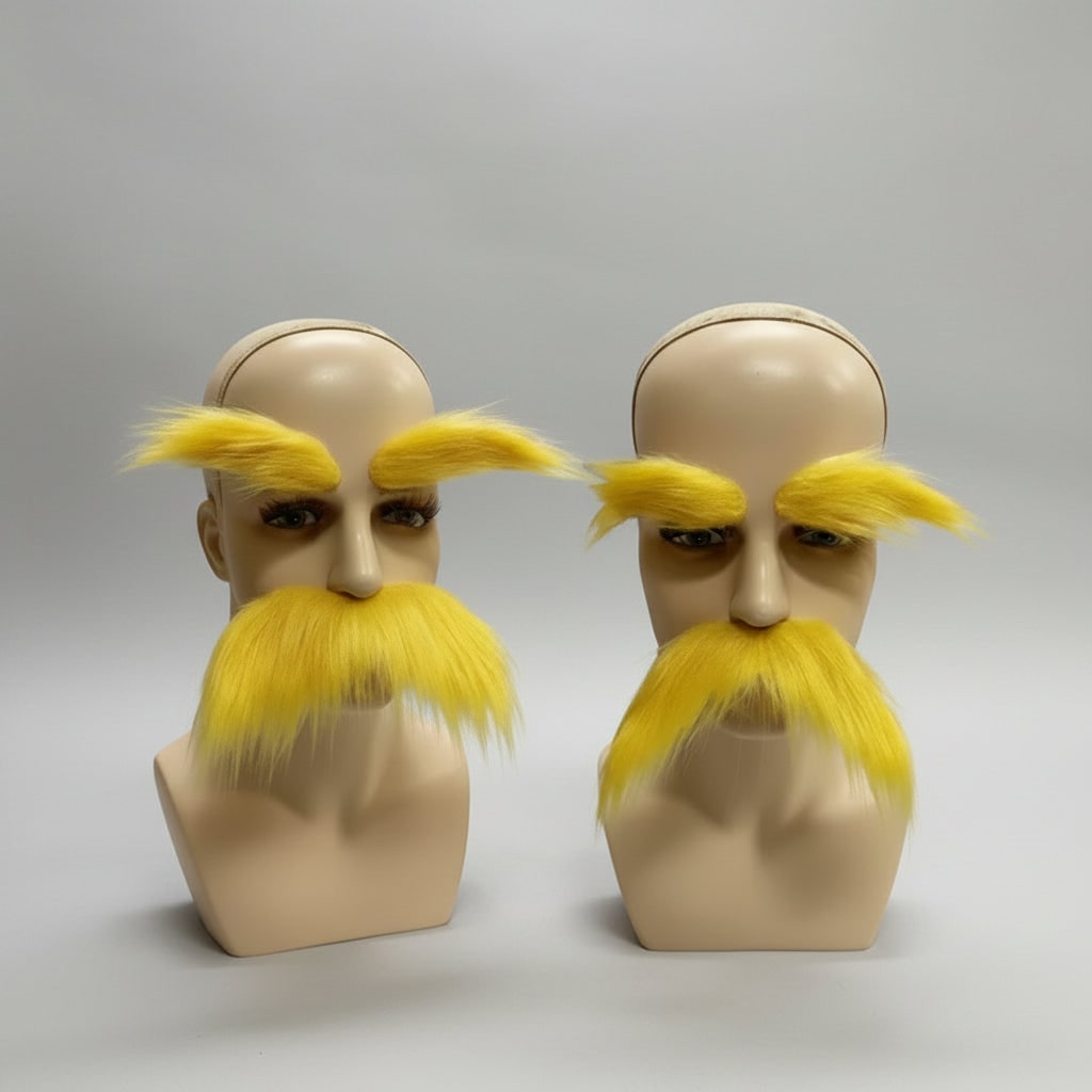 Kids' Halloween Fake Beard and Mustache Set with Self-Adhesive Eyebrows for Costume Party Dress Up - Image 3