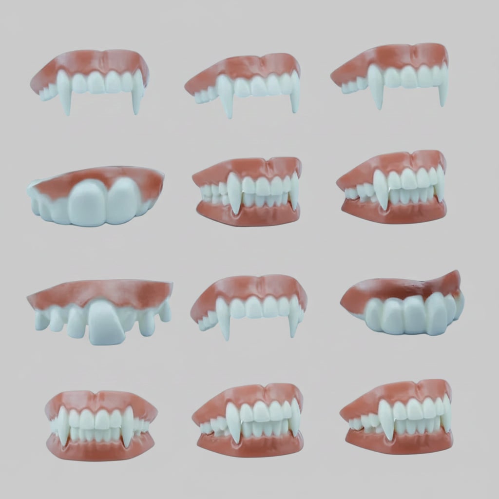 Kids' Halloween Fake Teeth Partials Vampire Costume with Molded Gum Line and Bloody Details for Party - Image 1