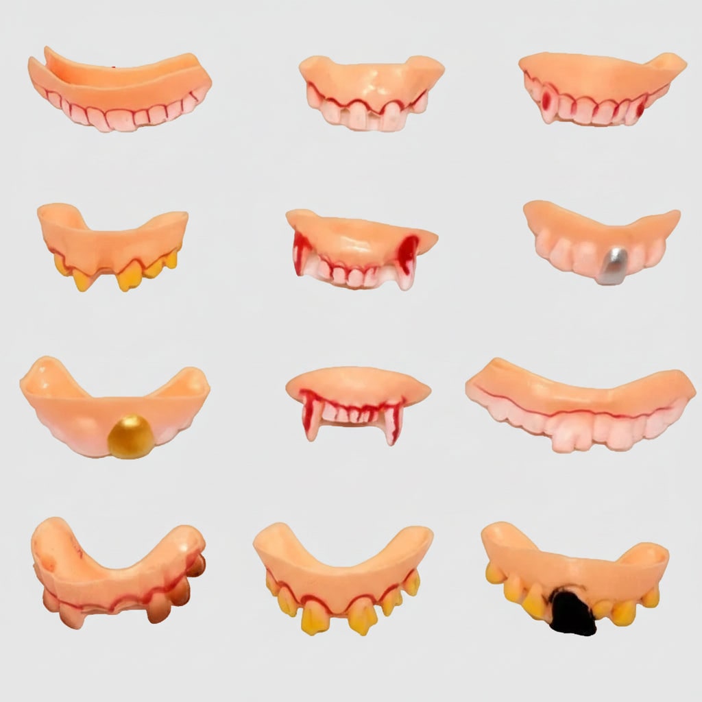 Kids' Halloween Fake Teeth Partials Vampire Costume with Molded Gum Line and Bloody Details for Party - Image 2