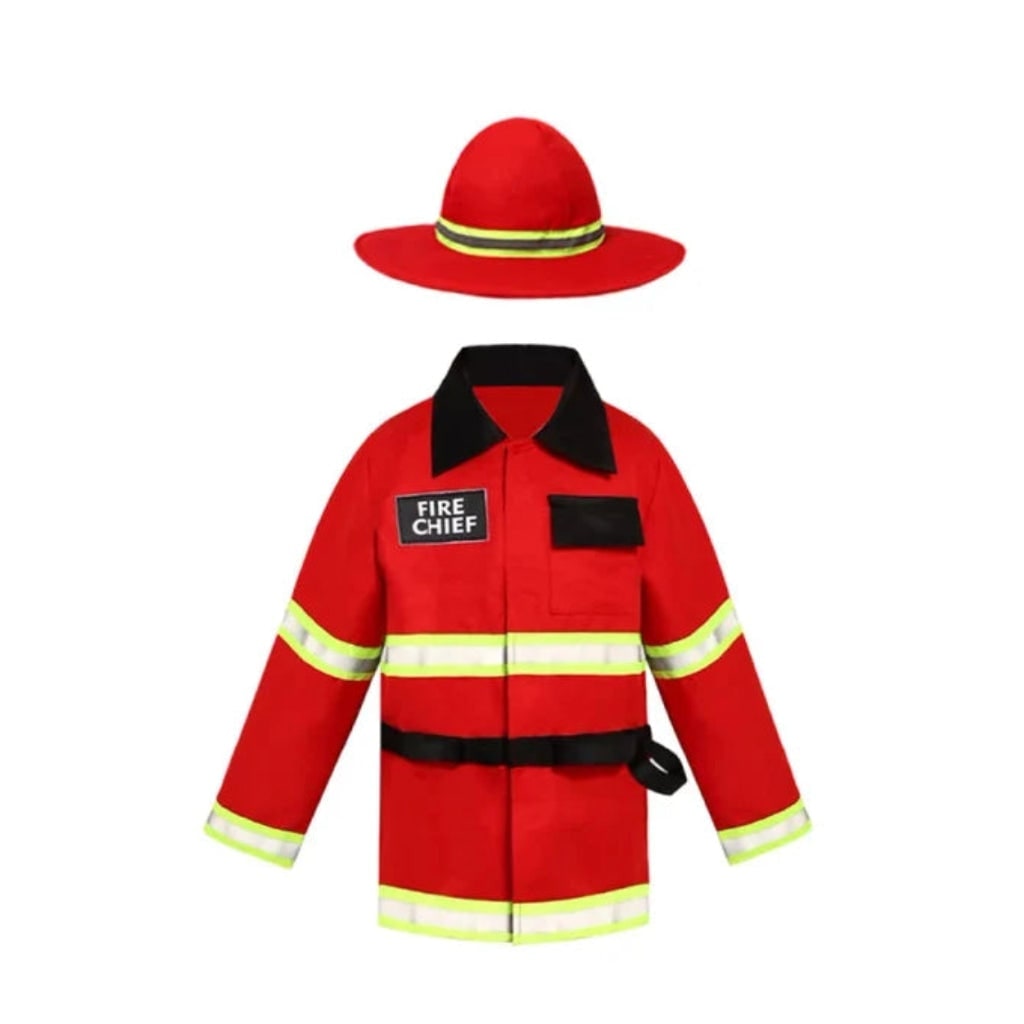Kids' Halloween Firefighter Costume Dress Up Outfit with Hat and Reflective Stripes - Image 4