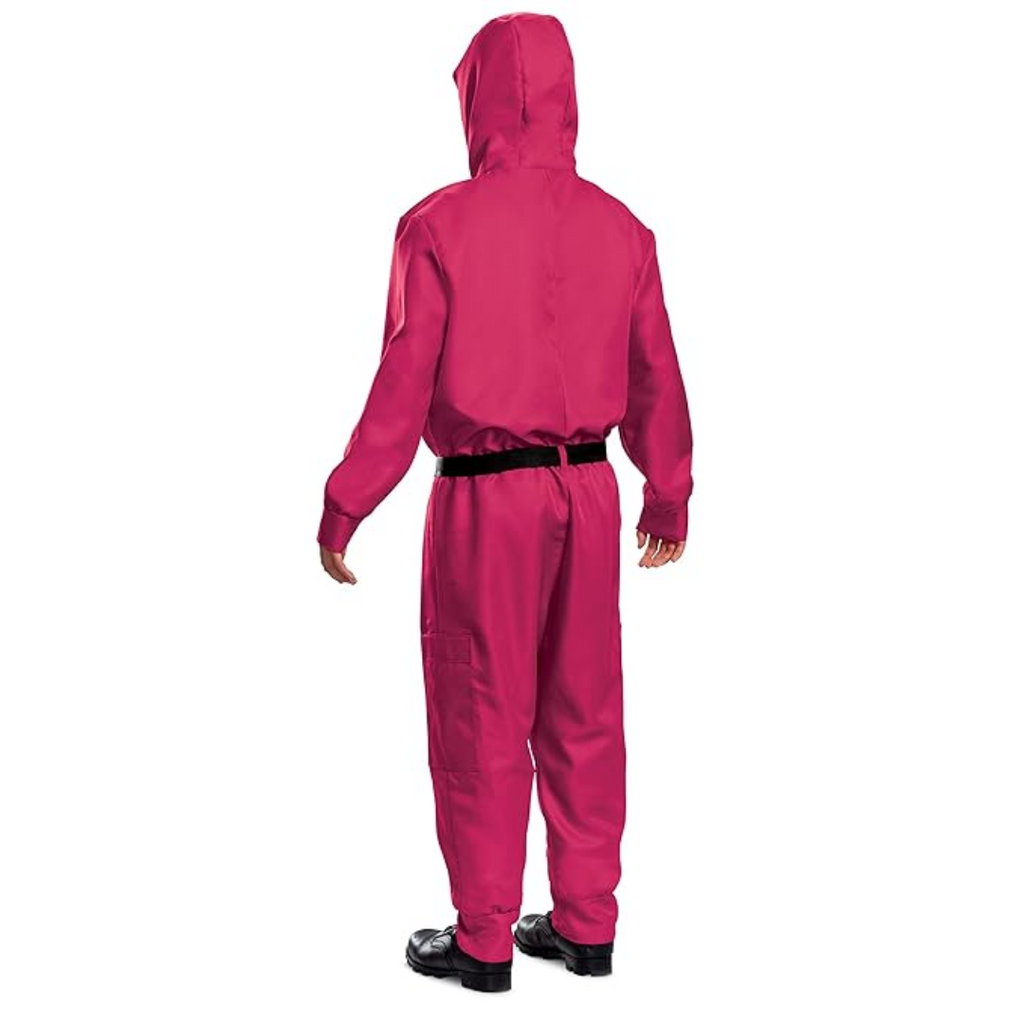 Kids' Halloween Hooded Jumpsuit Costume with Black Belt and Cargo Pockets Pink - Image 5