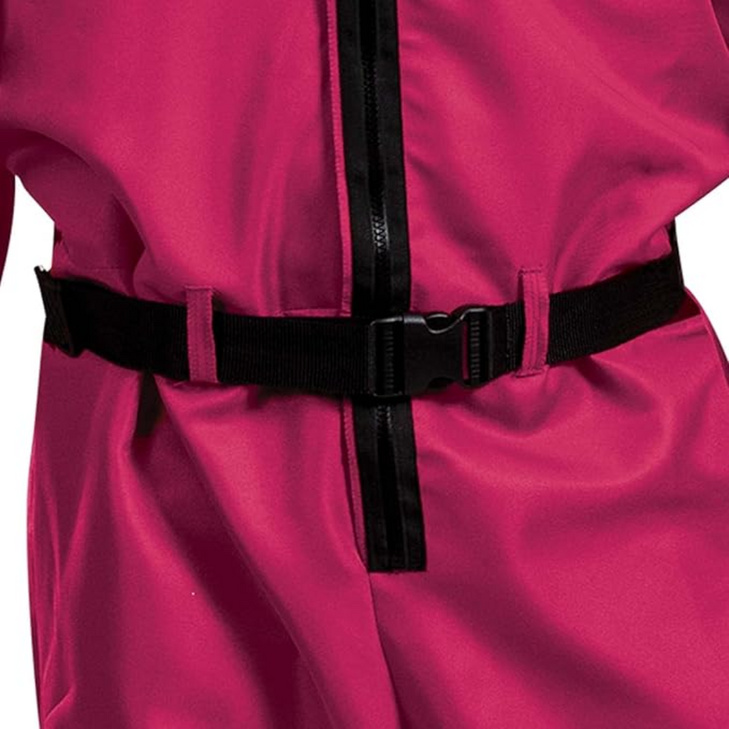 Kids' Halloween Hooded Jumpsuit Costume with Black Belt and Cargo Pockets Pink - Image 8