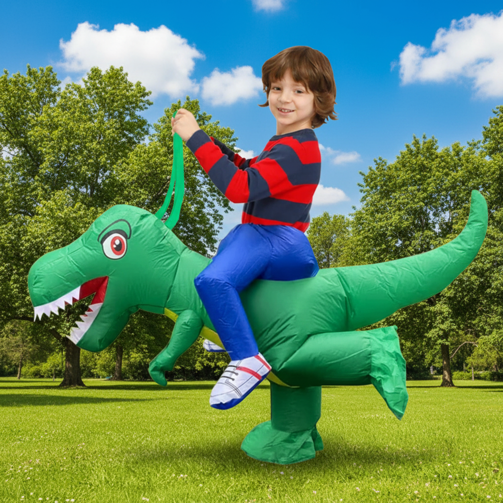 Kids' Halloween Inflatable Dinosaur Costume Outfit Suit with Built-In Fan and Step-In Design - Image 1