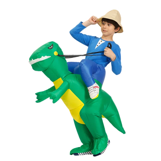 Kids' Halloween Inflatable Dinosaur Costume Outfit Suit with Fan and Reins Ride-On - Image 4