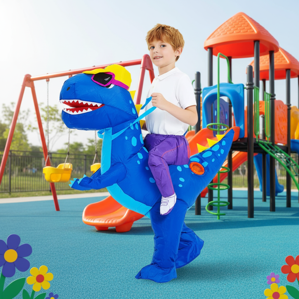 Kids' Halloween Inflatable Dinosaur Costume Outfit Suit with Built-In Fan and Step-In Design - Image 5