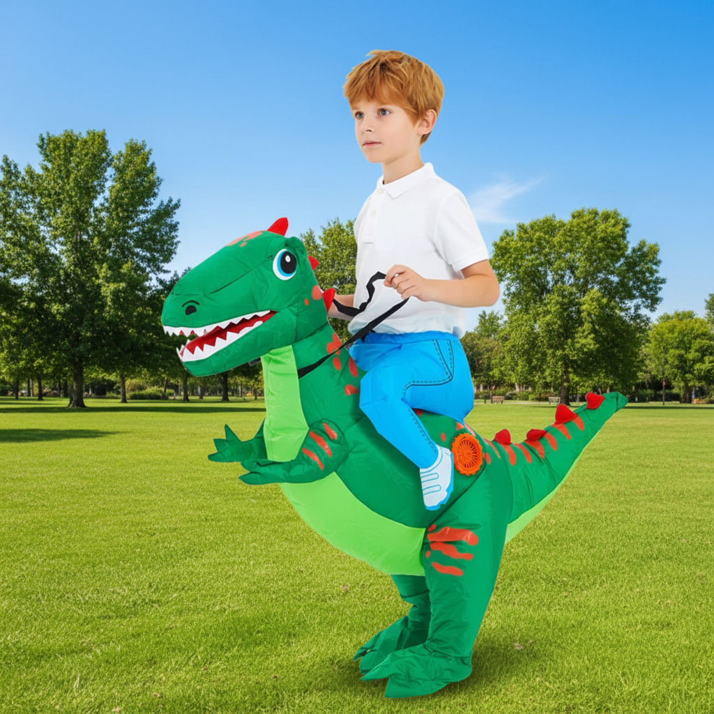 Kids' Halloween Inflatable Dinosaur Costume Outfit Suit with Built-In Fan and Step-In Design - Image 6