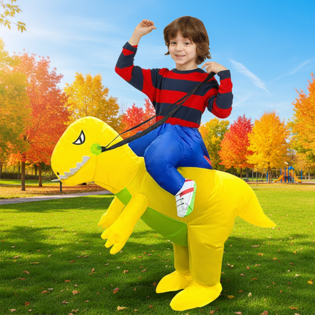 Kids' Halloween Inflatable Dinosaur Costume Outfit Suit with Built-In Fan and Step-In Design - Image 8