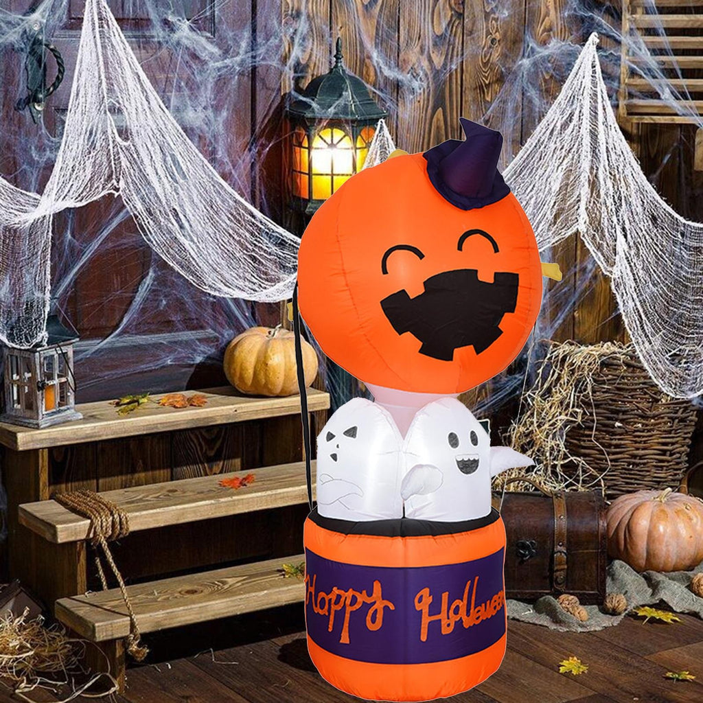 Kids' Halloween Inflatable Pumpkin Hot Air Balloon Decoration with LED Lights for Giant Outdoor Yard - Image 3