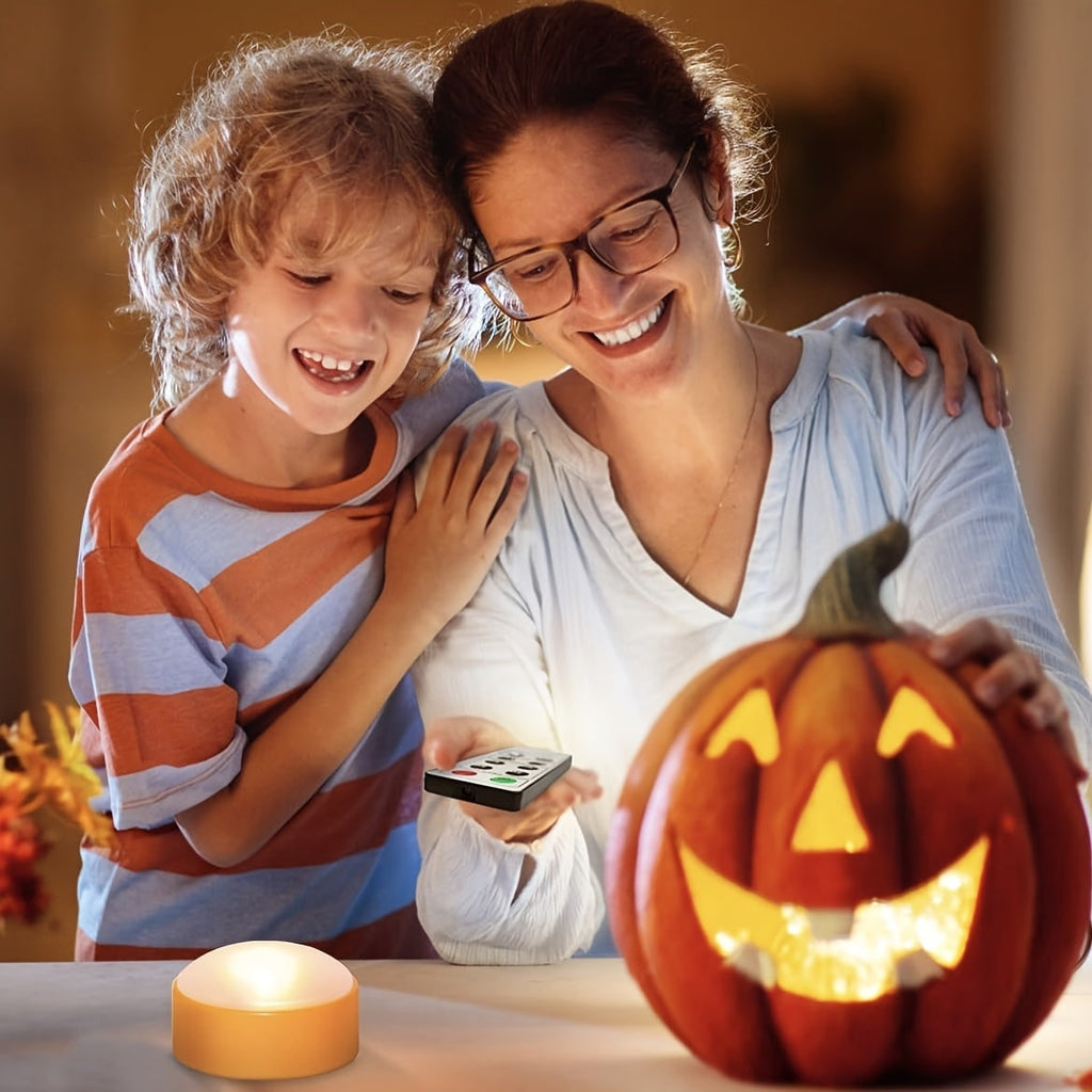 Kids' Halloween Jack O Lantern Pumpkin Lights with Remote Control and LED Candles for Decoration - Image 2