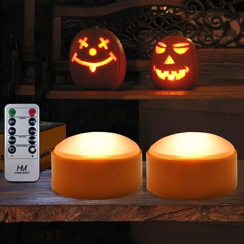 Kids' Halloween Jack O Lantern Pumpkin Lights with Remote Control and LED Candles for Decoration - Image 4