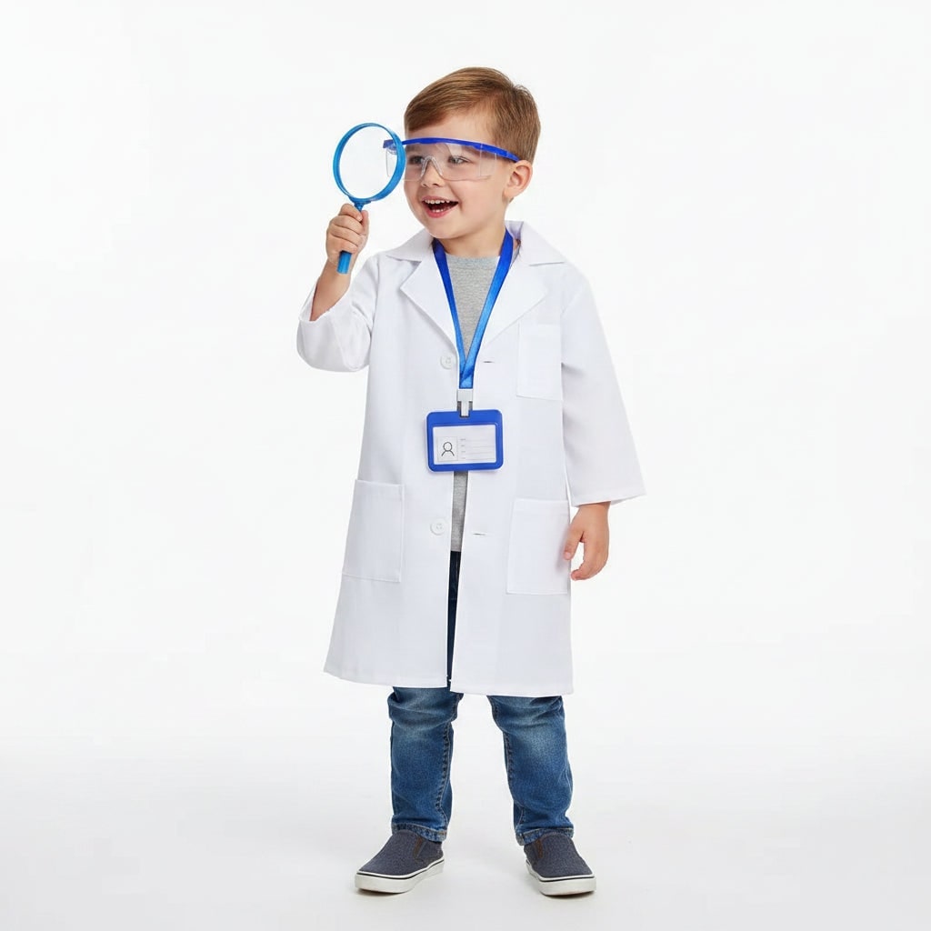 Kids' Halloween Lab Coat and Laboratory Costume Set with Doctor Accessories and Goggles - Image 1