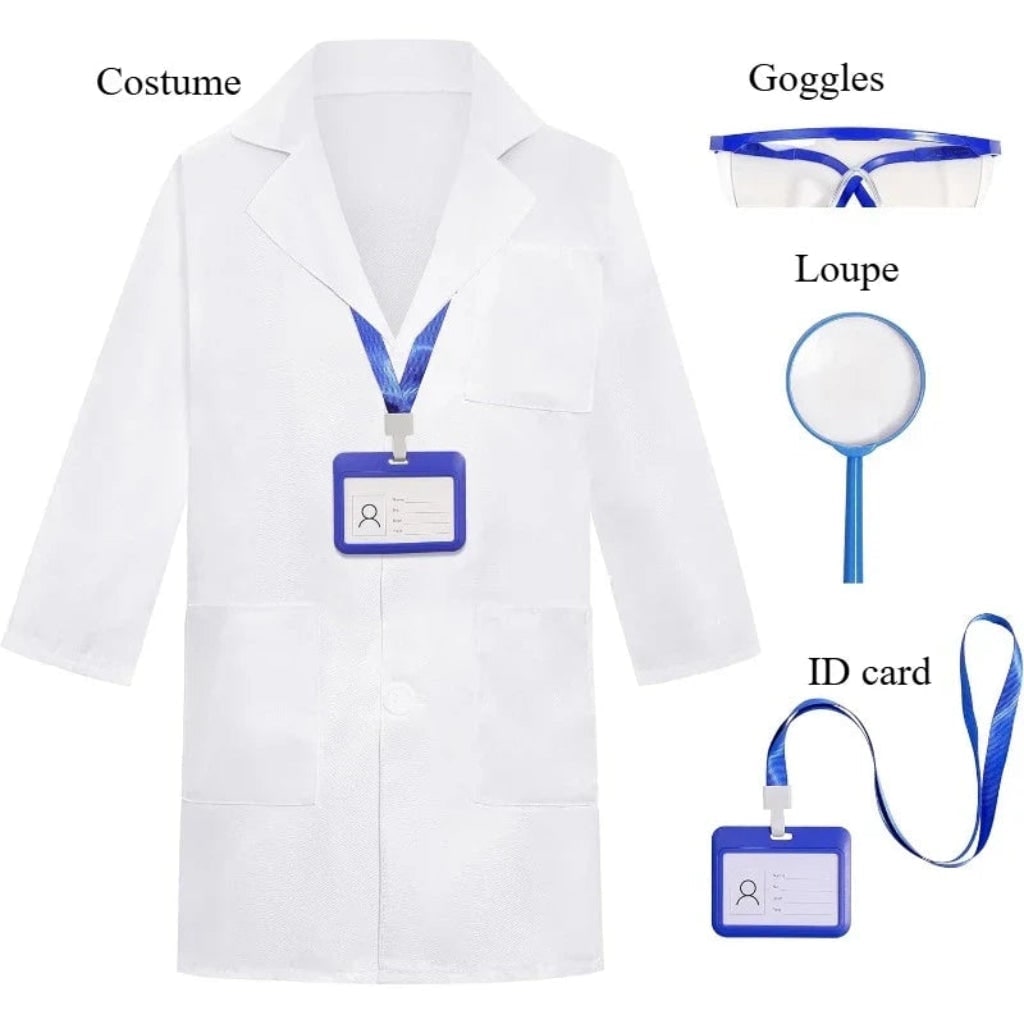 Kids' Halloween Lab Coat and Laboratory Costume Set with Doctor Accessories and Goggles - Image 3
