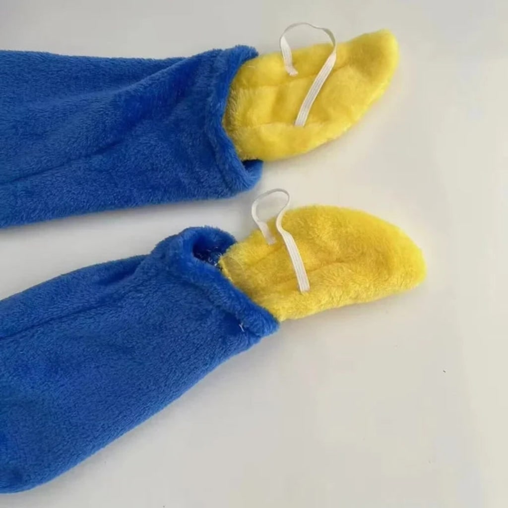 Kids' Halloween Plush Monster Jumpsuit Costume with Hood and Felt Teeth - Image 3