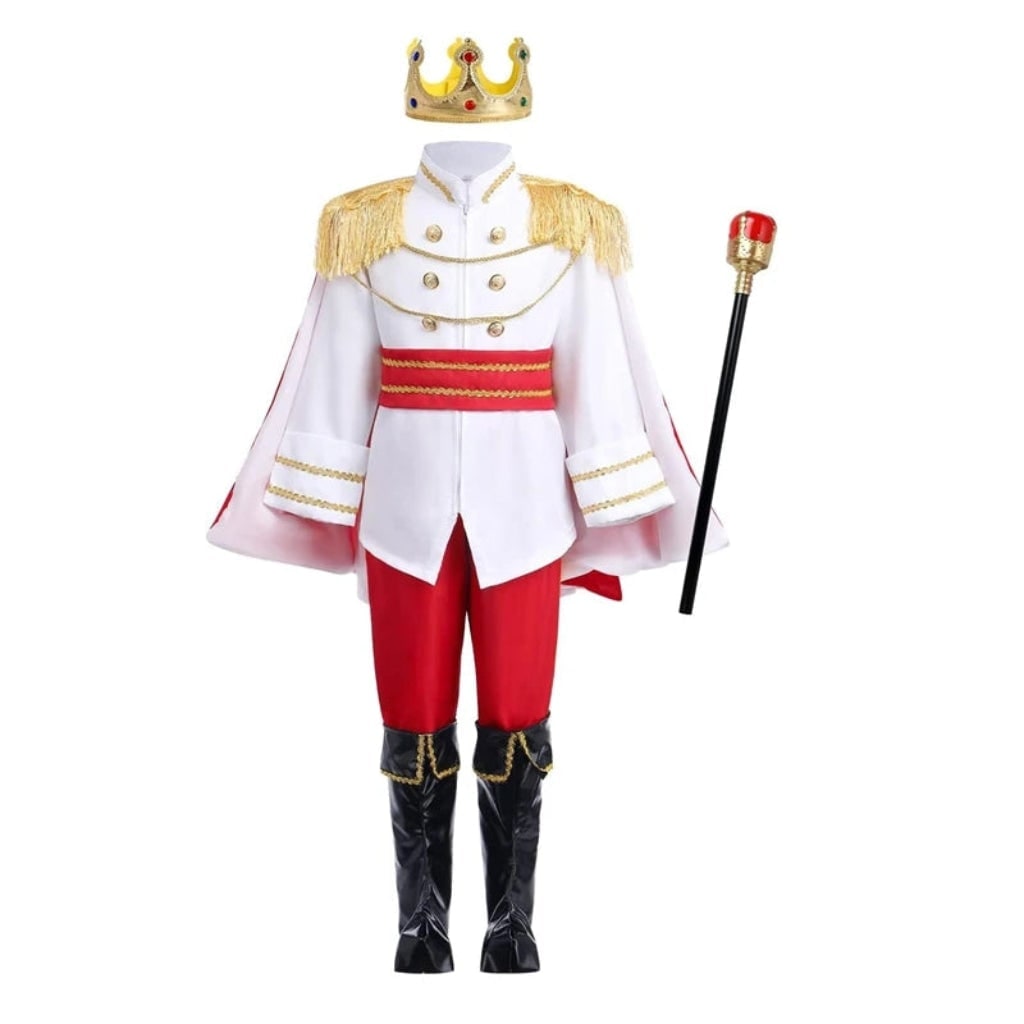 Kids' Halloween Prince Costume Set with Crown and Scepter for Royal Dress Up Party - Image 2