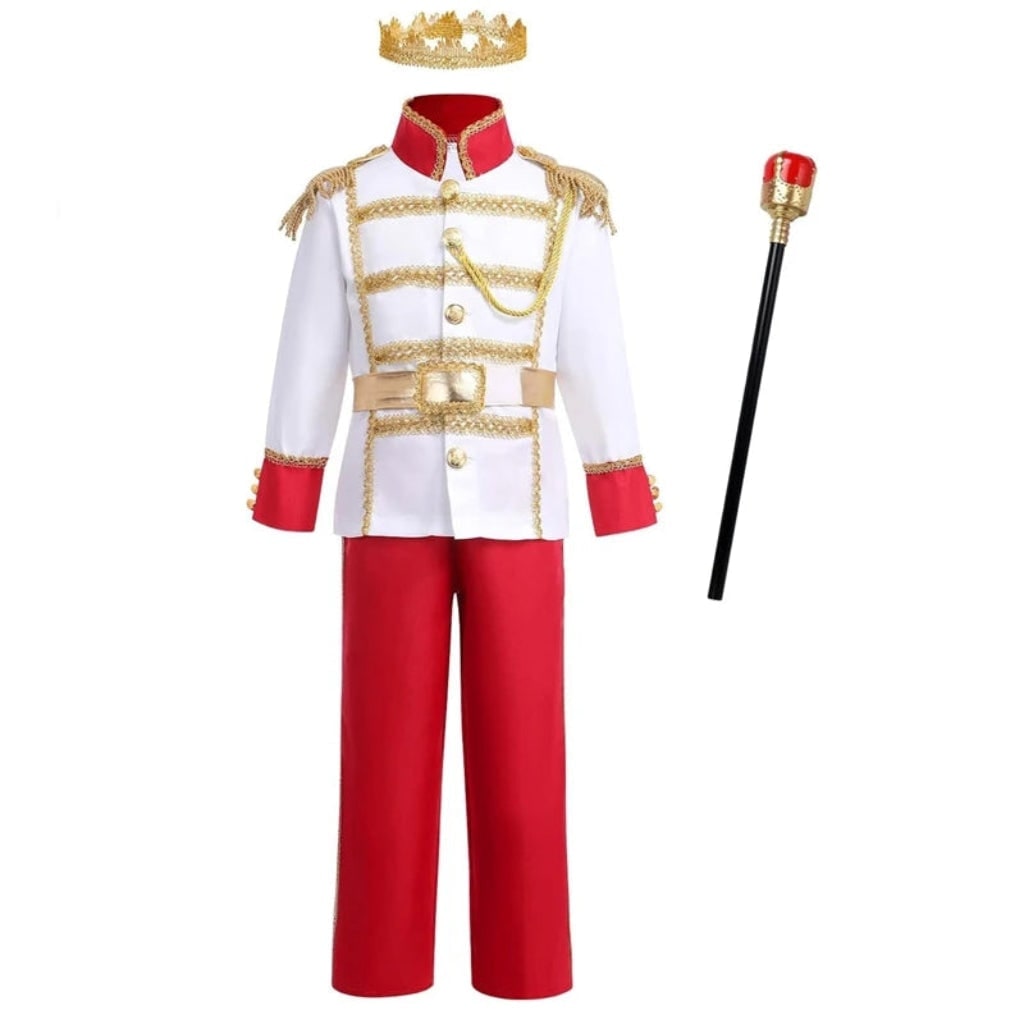 Kids' Halloween Prince Costume Set with Crown and Scepter for Royal Dress Up Party - Image 4