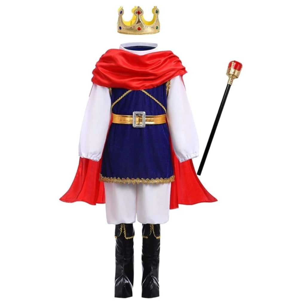 Kids' Halloween Prince Costume Set with Crown and Scepter for Royal Dress Up Party - Image 5