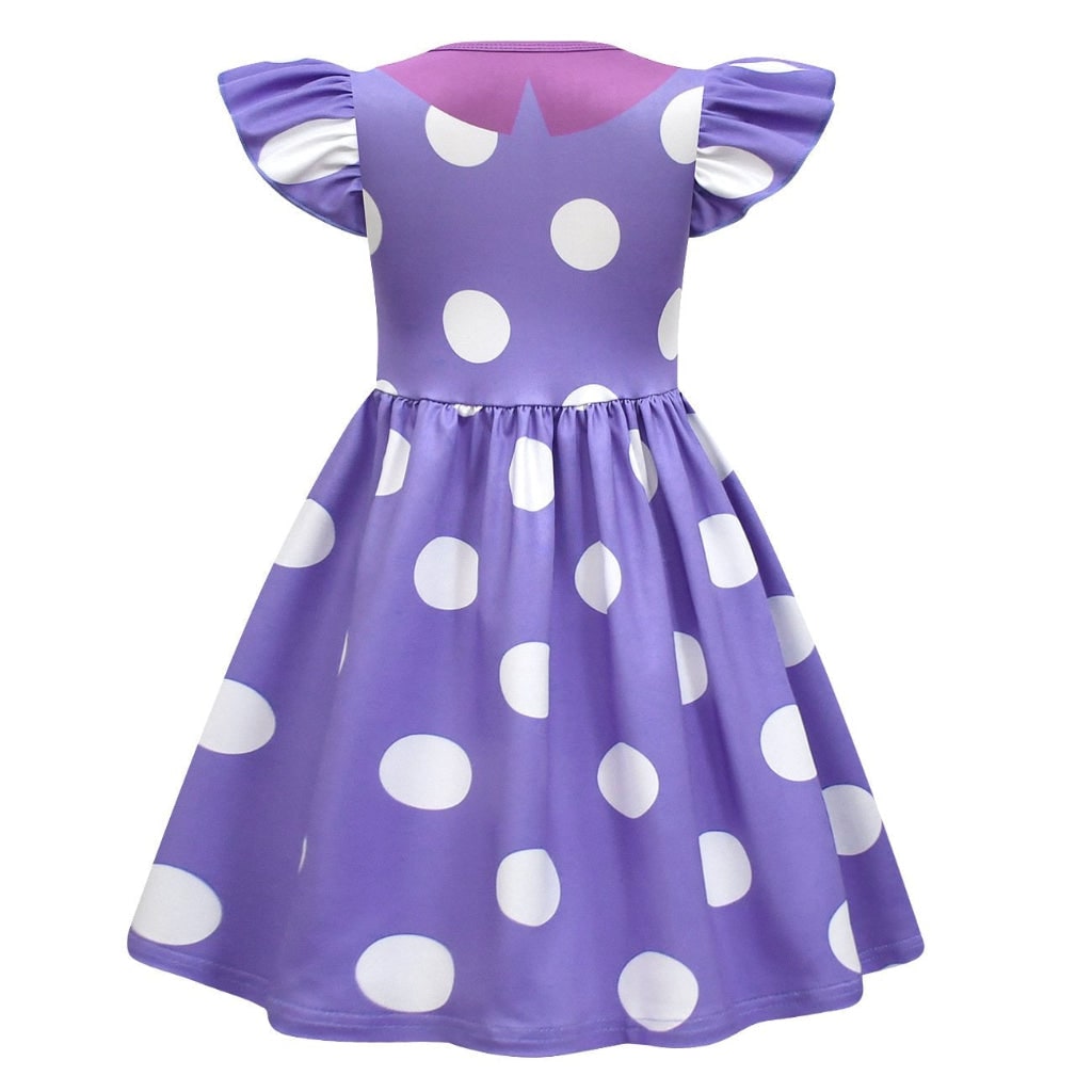 Kids' Halloween Princess Costume Dress with Purple Polka Dots Flutter Sleeves - Image 4