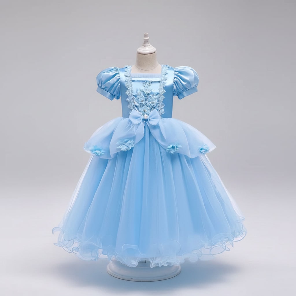 Kids' Halloween Princess Costume Dress with Tiara Wand and Accessories Set - Image 1