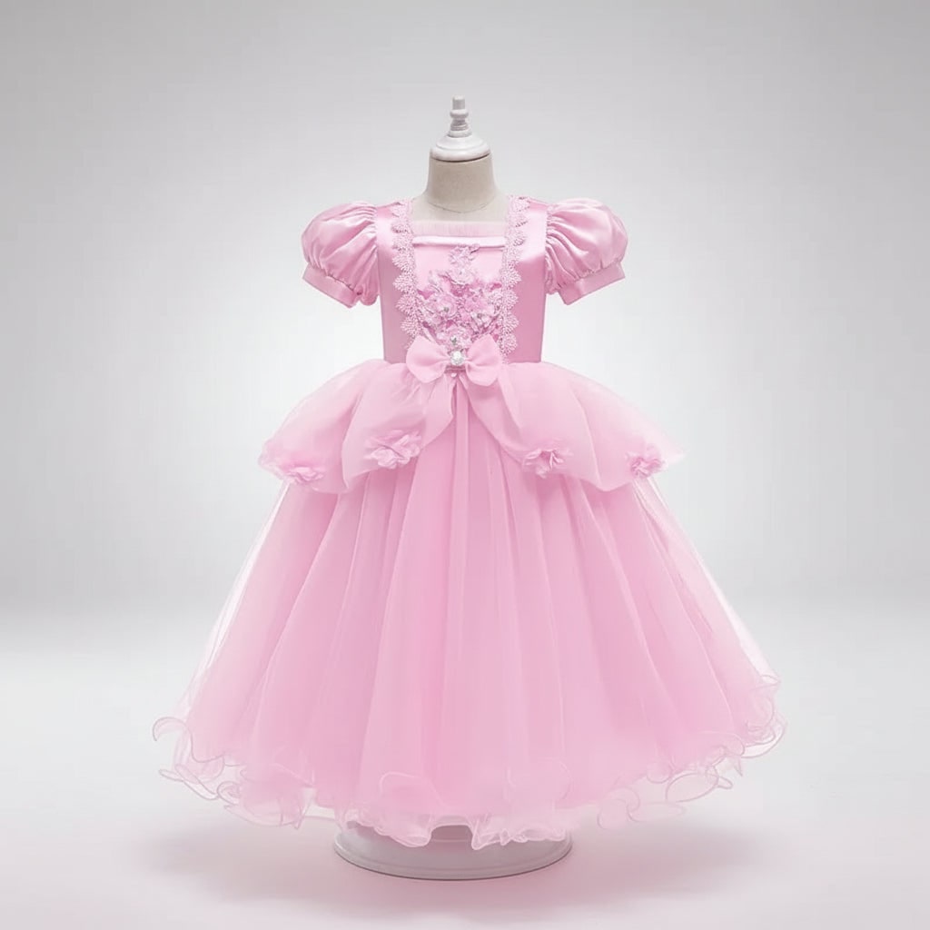 Kids' Halloween Princess Costume Dress with Tiara Wand and Accessories Set - Image 3