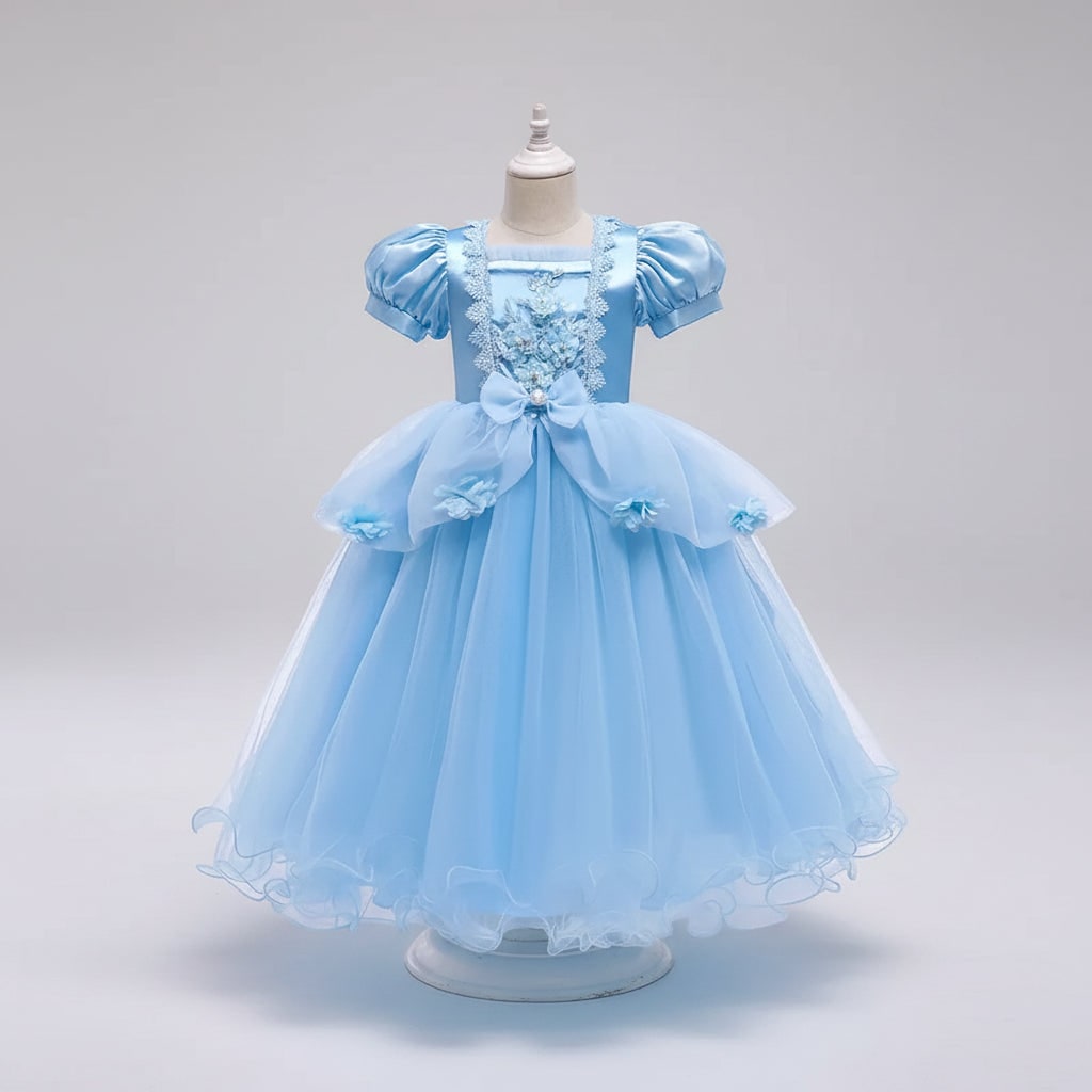 Kids' Halloween Princess Costume Dress with Tiara Wand and Accessories Set - Image 6
