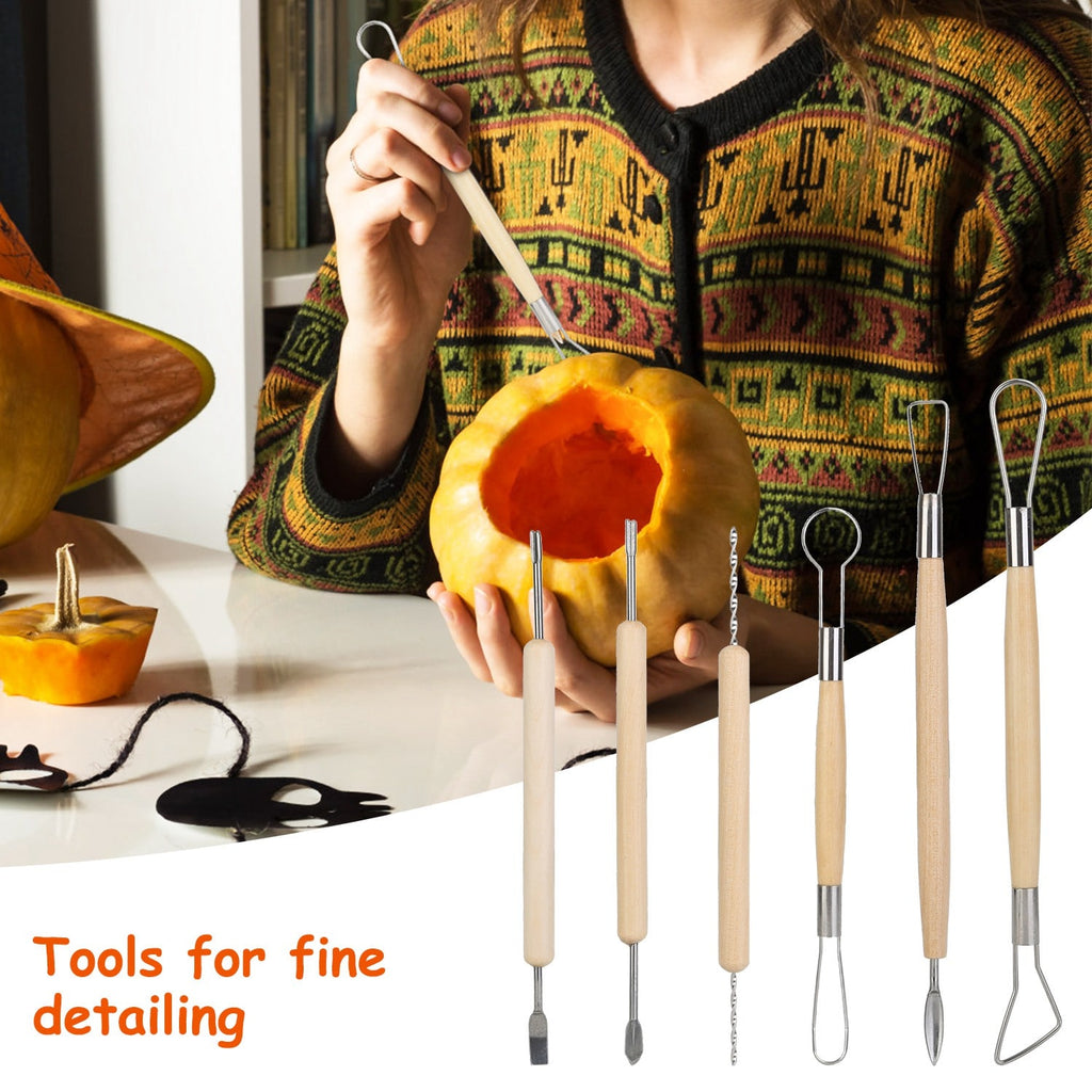 Kids' Halloween Pumpkin Carving Kit and Tools 13-Piece Stainless Steel Set with Saws and Scooper - Image 7