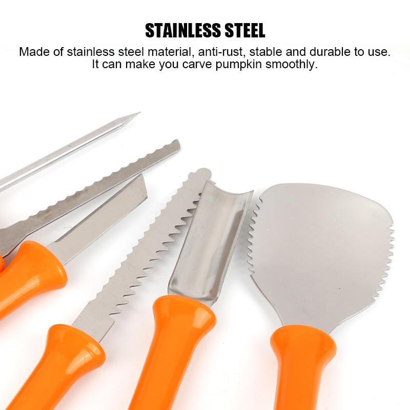 Kids' Halloween Pumpkin Carving Kit Tools and Supplies 8-Piece Stainless Steel Set with Storage Pouch - Image 6