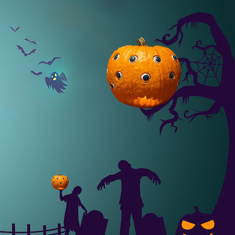 Kids' Halloween Pumpkin Decorations Scary Animatronic Prop with Moving Eyeballs and Bloodshot Eyes - Image 7