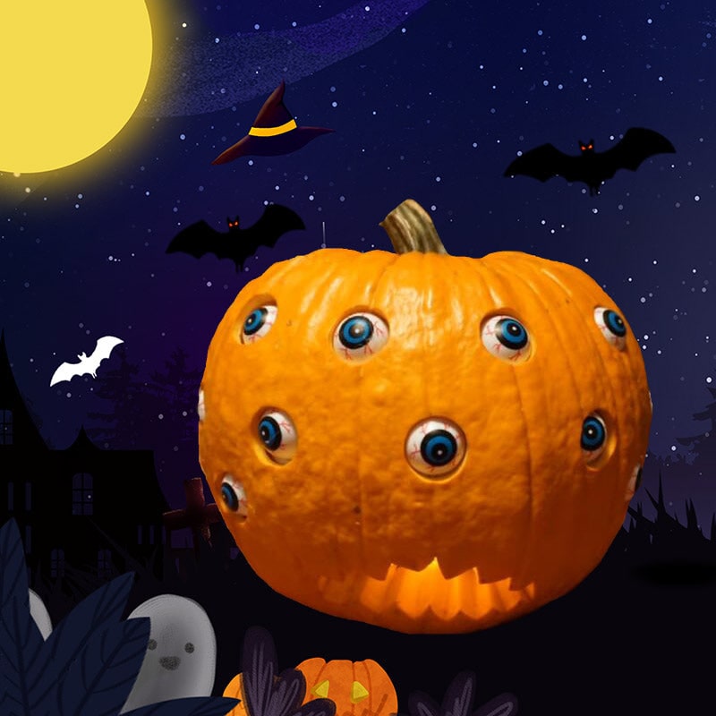 Kids' Halloween Pumpkin Decorations Scary Animatronic Prop with Moving Eyeballs and Bloodshot Eyes - Image 8